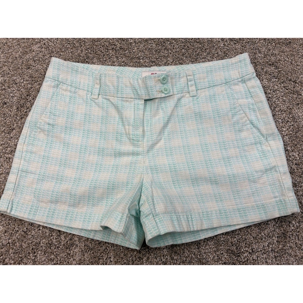 Vineyard Vines Gingham Whale Dayboat Shorts Double Button Size 4 #0398